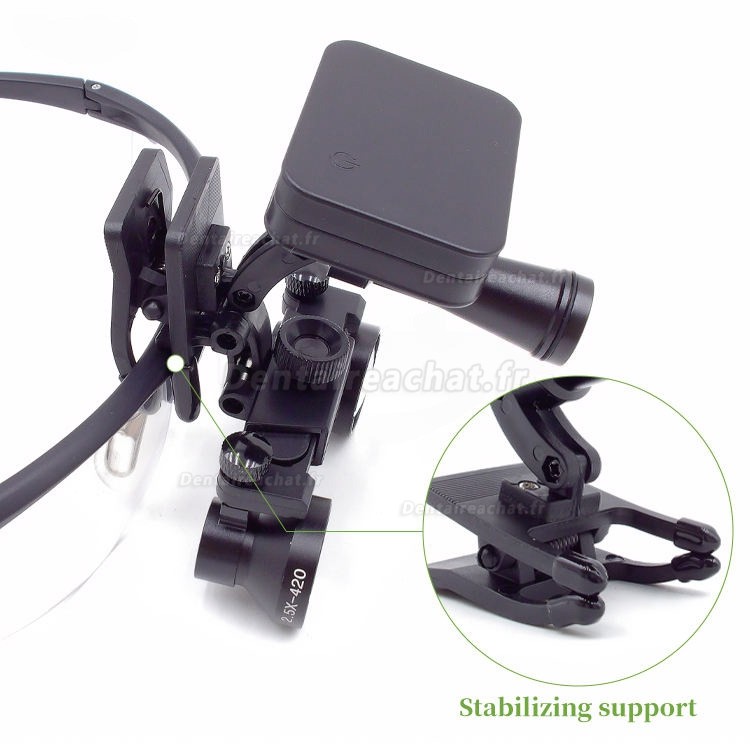 Lampe frontale dentaire LED sans fil 5W à clipser avec 2 piles magnétiques, 60 000 lumens